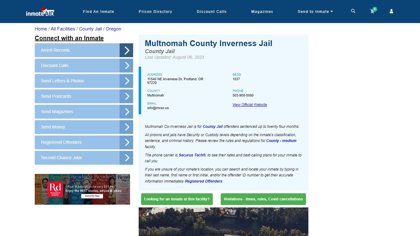 Multnomah County Inverness Jail - Inmate Locator - Portland, OR